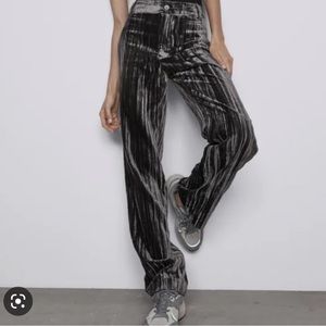 Zara high waist velvet gray pants